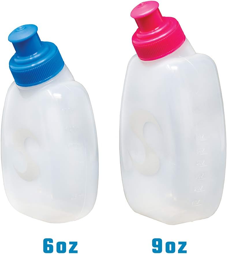 Synergy Reusable Handheld Hydration Running Water Bottles (4-Pack) (6oz 4-Pack, Blue)