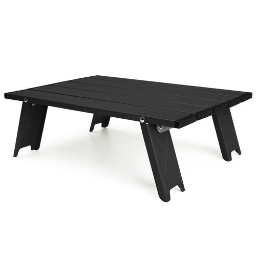 Outplea Black Small Folding Beach Table, Mini Ultralight Camping Table Aluminum, Backpacking Short Table