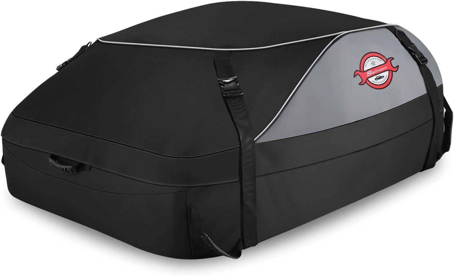 Sailnovo Car Rooftop Cargo Carrier Roof Bag, 20 Cubic feet Waterproof Roof Cargo Carrier fit car with/Without Luggage Rack - Vehicle Soft Shell Roof Cargo Box with Tie-Down Strap, Safety Hook