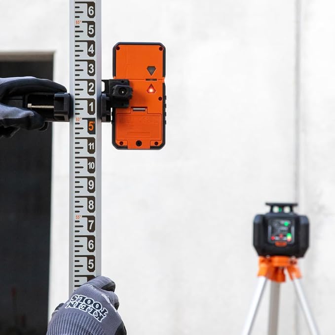 Klein Tools 93RLS Green Self-Leveling Rotary Laser Level Kit, Horizontal/Vertical with Plumb Spot, 1150-Foot Range, Rechargeable, Tripod, Detector, 9-Foot Grade Rod, Carrying Case, ≤ 5mW Class 3R