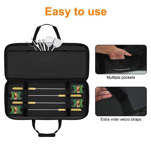 Yorkenbe Pie Iron Storage Bag Fits Up to 4 Campfire Pie Irons, 1680D Heavy Duty Water Resistant Pie Maker Case, with Strong Straps and Extra Pocket, Size 32×12in