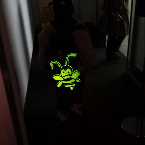 AdayPeace Safety Reflector Fun,Glow Bee-Fun-to-Wear,Ultra Bright,Glow in the Dark Carabiner,Night Reflective Keychain,Safety Keychain,Lightning Bee Keychain Hanging Rings for Kids,Bags,Backpack-Made in Green(green)