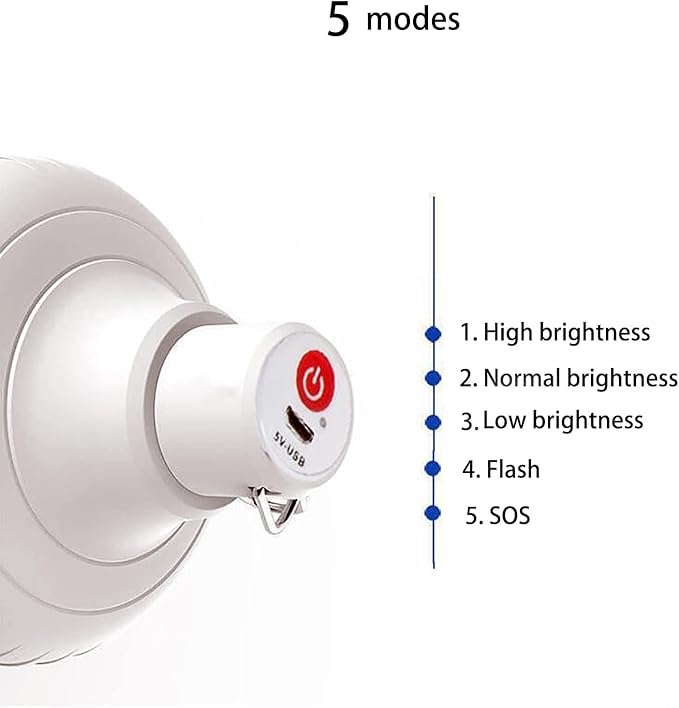 Multi-Functional Emergency LED Light Bulb with USB Charging, Capable to Recharge Mobile Devices , Ideal for Power Outage, Tent Camping, Fishing (WHITE-LED-100W)