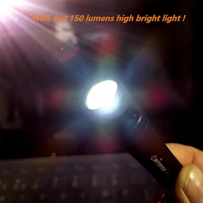 Bright Keychain Flashlight K1,high Bright 150 lumens,as Small Flashlight Lantern Camp lamp Light,Waterproof Torch for EDC,Reading,Sleep,Dog Walking,Camping,Hiking (Black)
