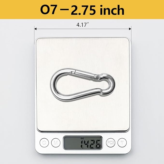 Stainless Steel Carabiner Clips Heavy Duty.Spring Snap Hook Carabiner 12 Pack.