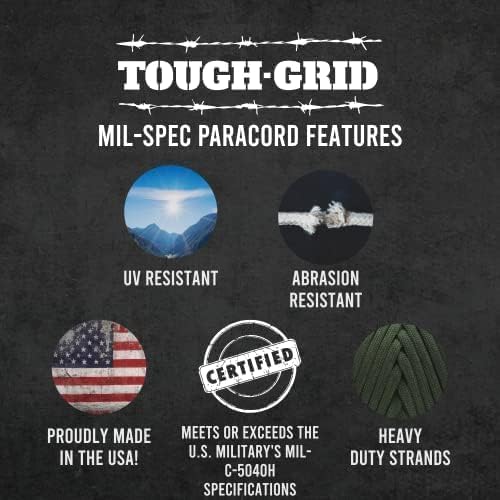 TOUGH-GRID Premium 550lb Paracord Rope - 1000Ft White - 100% Nylon Type III Mil-Spec - UV & Abrasion Resistant - Heavy Duty Strands - Outdoor Survival Rope - Used by US Military - Made in USA