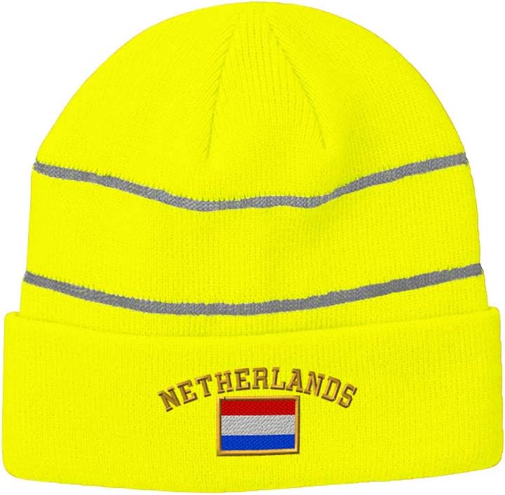 Speedy Pros Reflective Beanie for Men & Women Netherlands Flag Embroidery Acrylic 1 Size