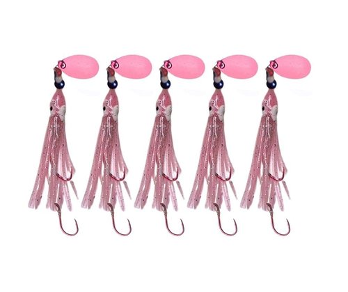 KOKOPROS Luminous Octopus Hoochies 6 cm - Light Pink - 5-Pack for Fishing Lures