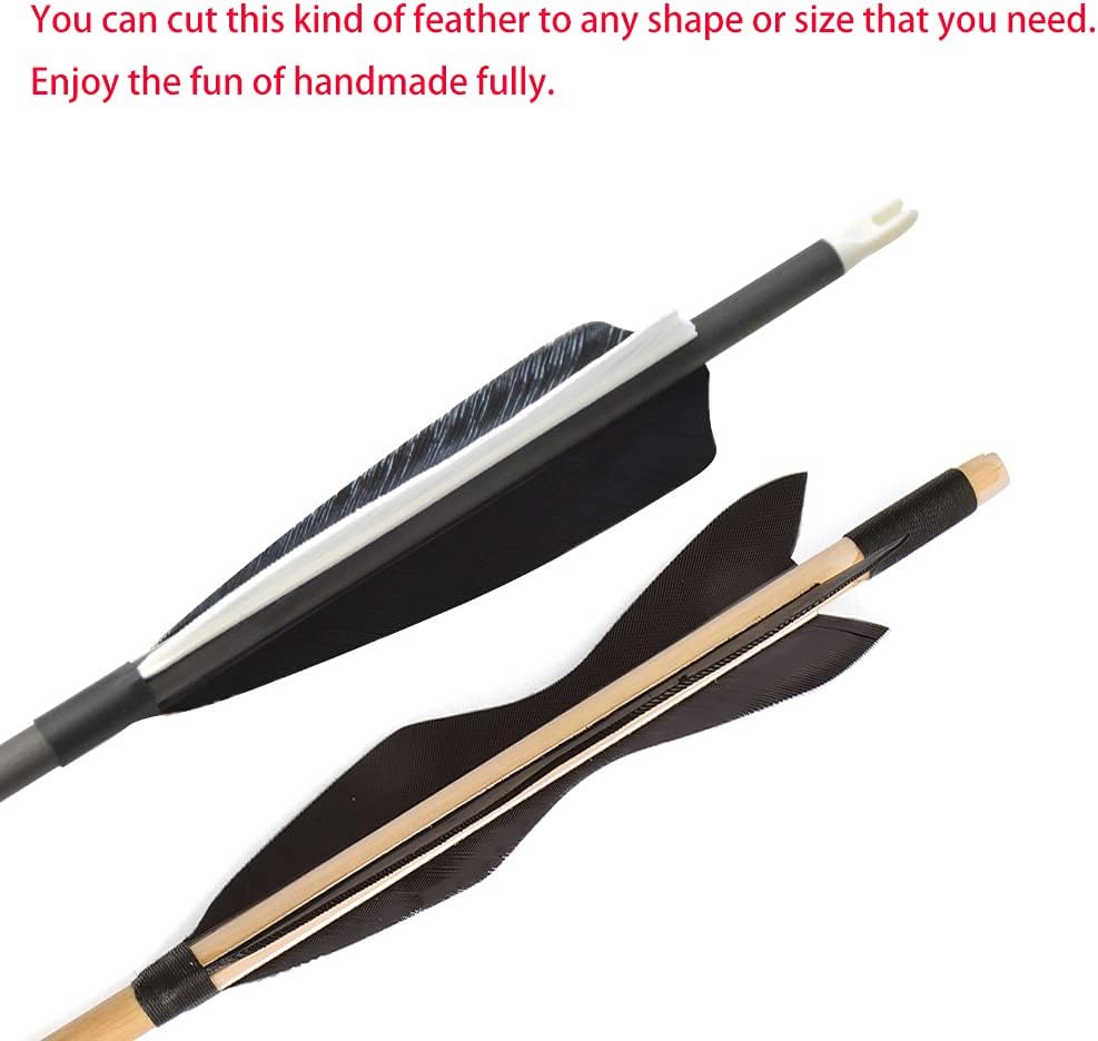 ZSHJGJR 50 Pack Archery Arrow Spiral Twist Wrap Full Length Feathers Left Wing Feathers Fletches Fletching (8-11inch) for Flu-Flu Arrows