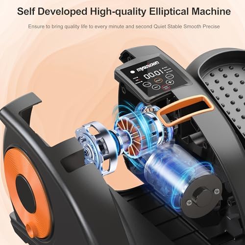 Mysuntown Under Desk Elliptical for Home, Leg Exerciser While Sitting for Seniors Fully Assembled, Ellipse Leg Exerciser with 12 Adjustable Speeds & Remote Control & Pedals Straps