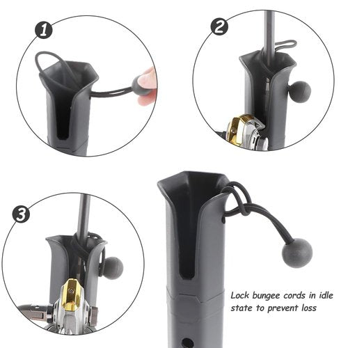 Adjustable Fishing Rod Holder, Pole inserter for Boat Yacht Kayak Fishing, Spinning Plastic, Black