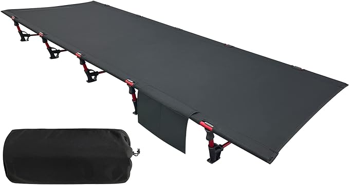 Sutekus Portable Camping Cot Sleeping Cot Ultralight Backpacking Cot Bed for Outdoor Hiking Travel Beach Mountaineering (Black)