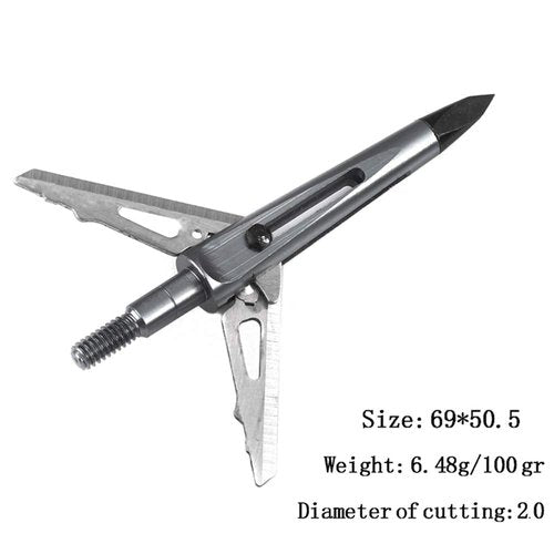 JIANZD 2-Blade Hunting Hybrid Broadhead 6 Pack 100 Grain Archery Mechanical Broadhead for Compound Bows and Crossbows, Silvery-02