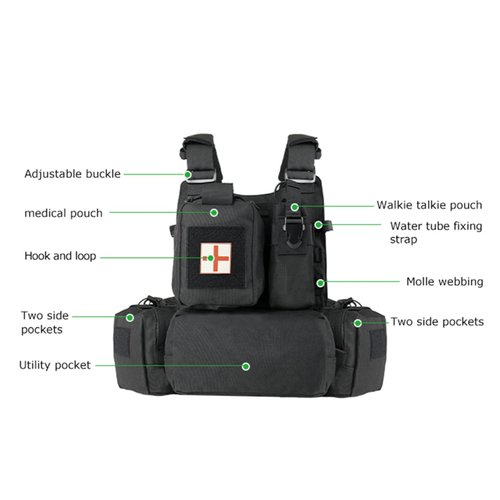 BOMTURN Great Tactical Outdoor Vest for Men Multifunctional Modular Molle Vest With Metal Buckles