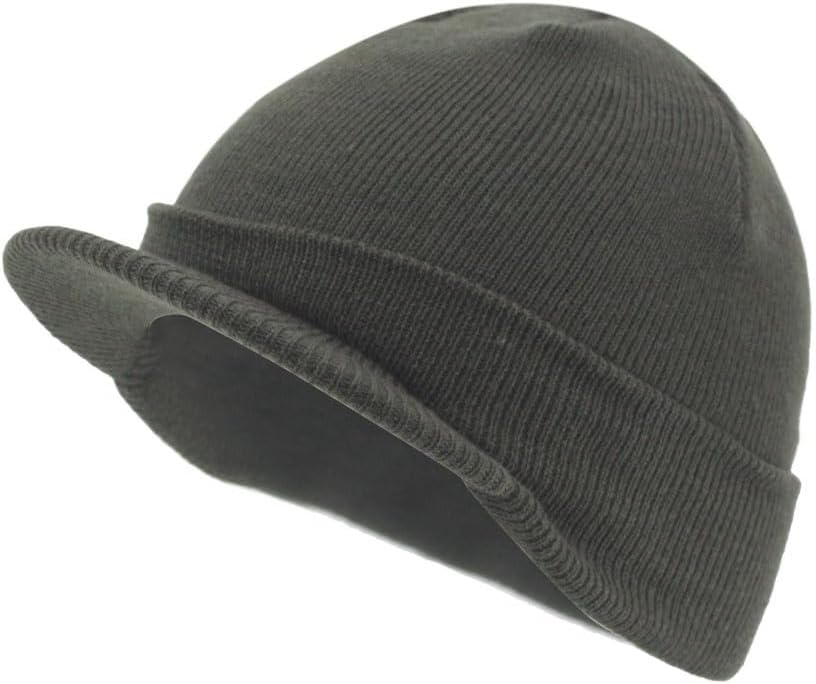 The Vintage Year Plain Sports Visor Billed Knit Radar Cuff Beanie