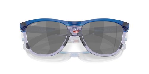Oakley Men's OO9284 Frogskins Range Round Sunglasses, Matte Transparent Blue/Prizm Black, 55 mm