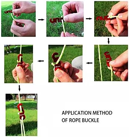Tent Wind Ropes with Tensioners Cord Adjuster, 8pcs 13ft Reflective Rope for Camping, Hiking, Canopy Shelter, Outdoor Activity(RED)
