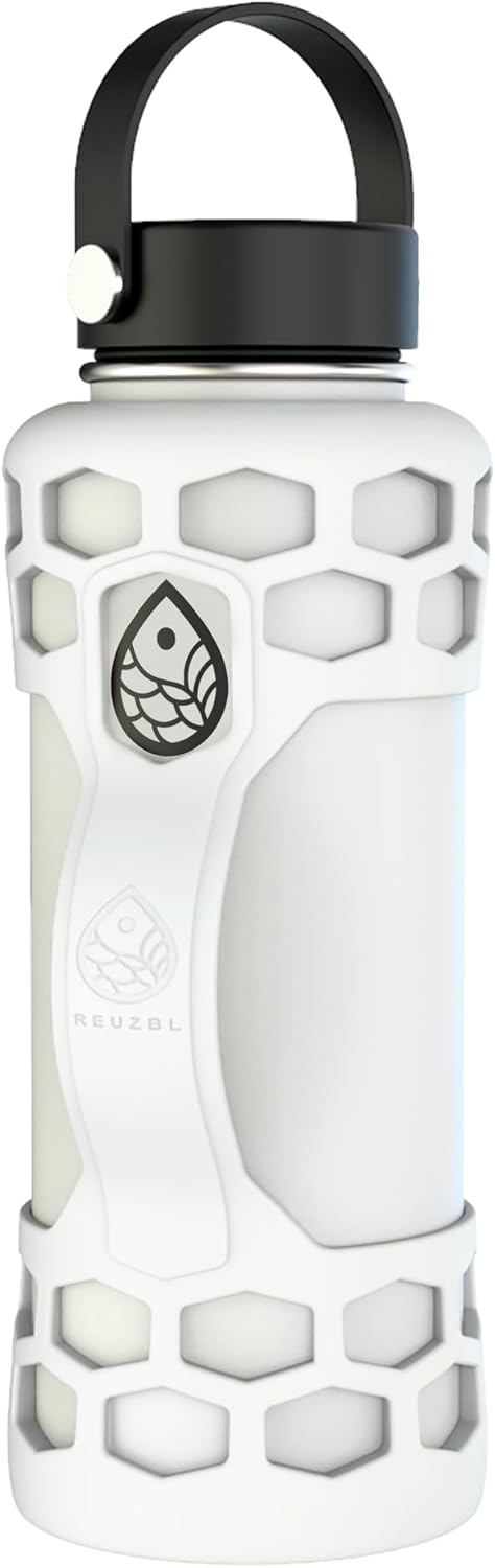 REUZBL Silicone Boot Sleeve Protector with Handle – Compatible with Hydro Flask 40oz, 32oz, 24oz, 21oz – Protective Bottle Bumper for Stainless Steel Water Bottles