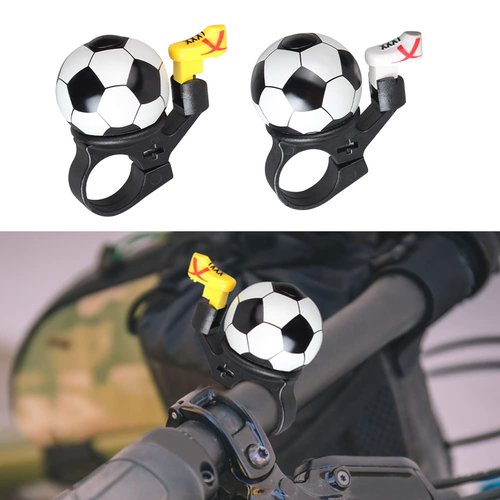 Bike Bell, 2pcs Clear Sound Bicycle Horns Fun Bicycle Bell Mountain Bike Bells Football Design Bell for Boys Girls Bicycle Handlebars(Color:Yellow + White)