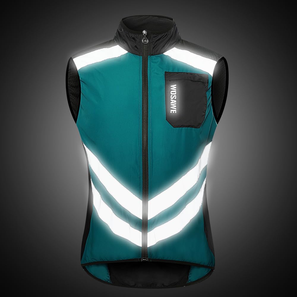 WOSAWE Men's High Visibility Cycling Wind Jacket Water Resistance Reflective Windbreaker