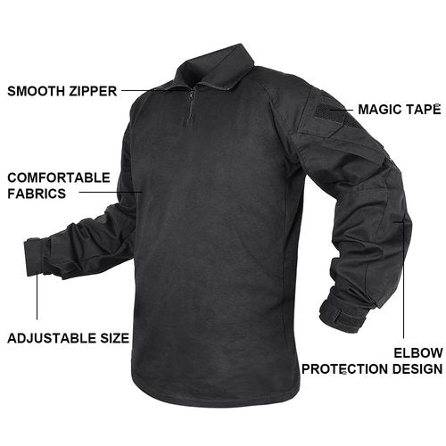 SINAIRSOFT G3 Tactical Shirt with Knee Pads,Airsoft Paintball Hunting Outdoor T-Shirt,Combat Army Long Sleeve BDU Shirt Top