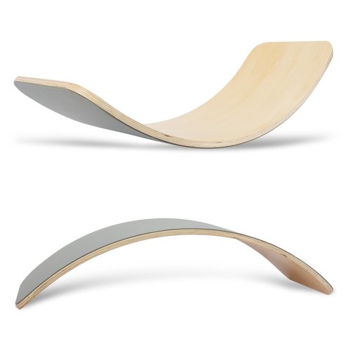 Wooden Wobble Balance Board, 32 Inch Rocker Board Natural Wood, Kids Toddler Open Ended Learning Toy, Yoga Curvy Board for Office & Classroom Adult - Large
