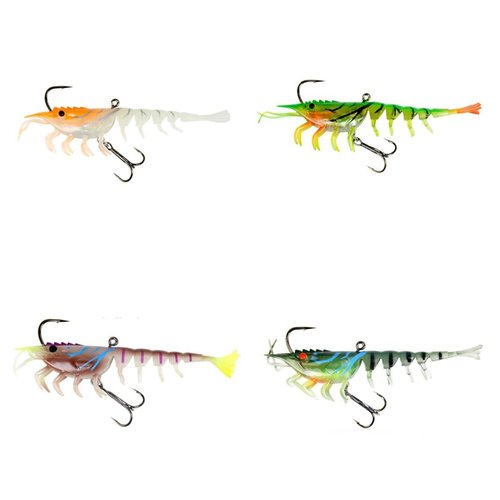 AmazingRose Lifelike Shrimp Crayfish Swimbait, bass Lures,Pre-Rigged Fishing Jigs for Freshwater and Saltwater, Super Durable TPE Fishing Lures,Fishing Bait (4pcs-9.5g)