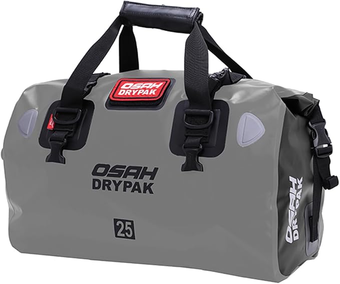 Motorcycle Dry Bag - Waterproof Motorcycle Duffle & Luggage Tail Bag Saddle Bags with Roll Top Closure, Large Storage Space，for Motorcycle Back Seat(Grey, 25L)