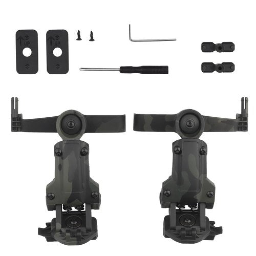 SINAIRSOFT Tactical Helmet ARC Rail Adapter Headsets Rail Mount Bracket Kit with 360°Rotation for Airsoft Games Ear Protection Helmet Mount Accessories (Camouflage Black)