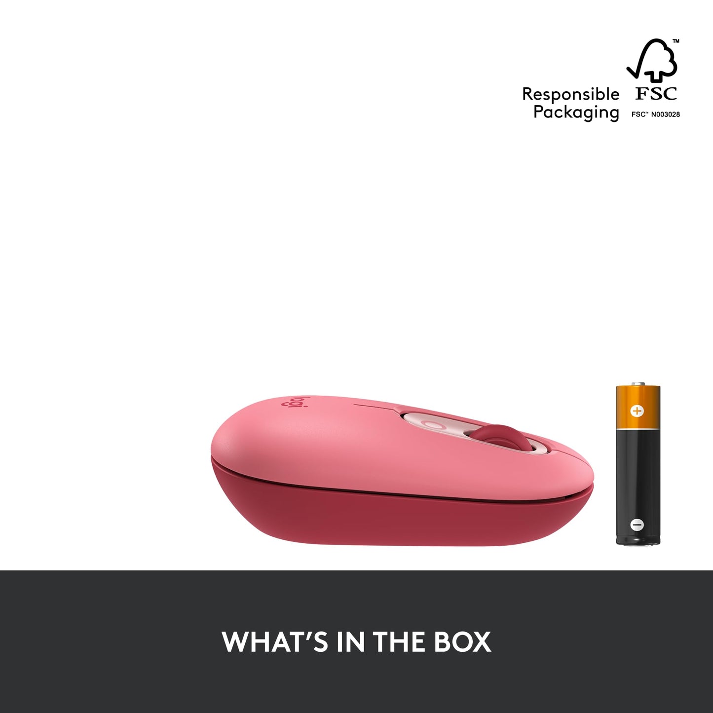 Logitech POP Mouse, Wireless Mouse with Customizable Emojis, SilentTouch Technology, Precision/Speed Scroll, Compact Design, Bluetooth, Multi-Device, OS Compatible - Heartbreaker Rose