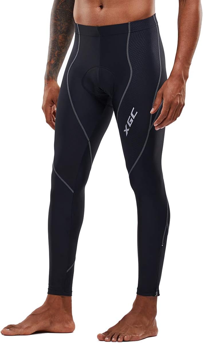 XGC Men's Long Cycling Pants Trousers Bike Pants Trousers Tights Legging with 4D Sponge Padded