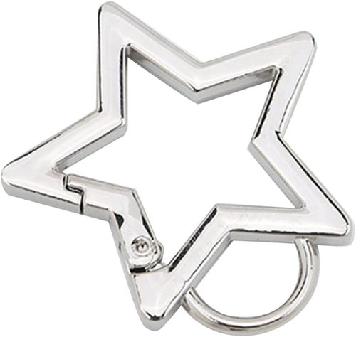 Silver Star Shaped Stainless Steel Keychain Clip Carabiner Snap Hook Holder Star Carabiner Hook Clip Key Holder Carabiner Clip for Keys and Wallet with Key Chain Rings Accessories, Car Keychain
