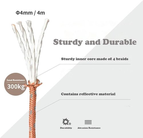 S'more 6 Pack 4mm Camping Rope Reflective Outdoor Guy Lines, High Guy Lines with Aluminum Guy line Adjuster Tensioners for Camping Tent, Tying Down Tarps, Outdoor Packaging (Brown, 13ft)