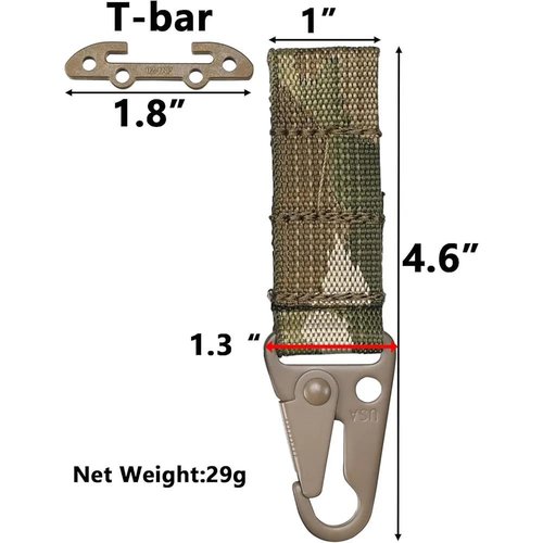 Zamudam T-Mount Molle Webbing Clash Hook Tactical Gear Clip Hanging Carabiner, Outdoor Cummerbund Belt Backpack Vest Metal Hook for Gloves Keychains EDC Accessories (3 Packs Black)