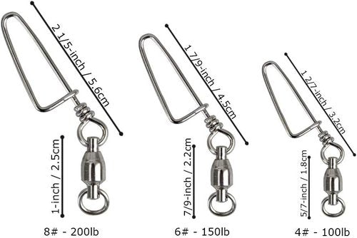 emma kites Fishing Swivel with Coastlock Snap Ball Bearing Solid Welded Ring Connector of Kite Line and Bridle Fishing Terminal Tackle Accessories