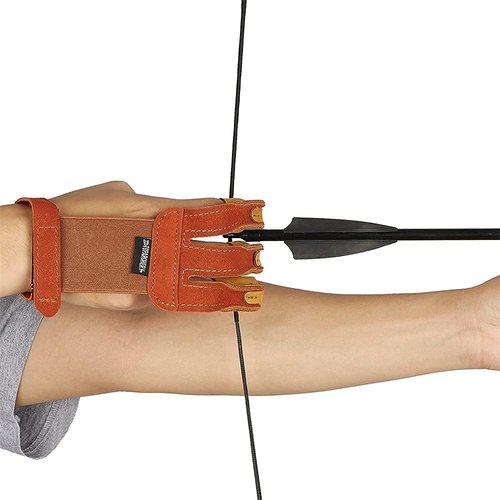 Huntingdoor Archery Glove 3 Finger Guard Finger Tab Protective Gear Leather gloves for Hunting shooting Targeting for Men Women Youth Beginner
