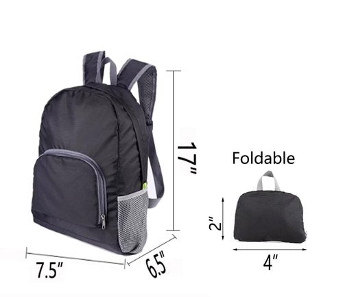 Ultra Lightweight Foldable Backpack 2Packs for Outdoor Adventures,Water Resistant Daypack for Travel Camping Hiking (Black Blue 2 PCS)