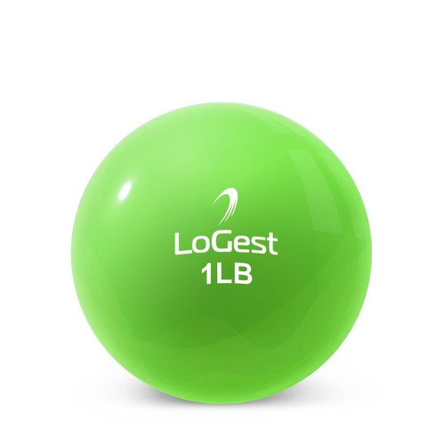 Logest Weighted Toning Exercise Balls Pair - Round Shape Medicine Ball - 1LB 2LB 3LB 4LB 5LB 6LB Available - Toning Muscle for Men & Women - Color-Coded Difficulty Levels (1LB - Pair)