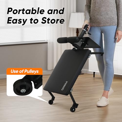 QSN SILK LU Nordic Curl Machine, Hamstring Curl Bench, Compact Glute Bench with wheels, Home Gym Equipment for Leg Workouts