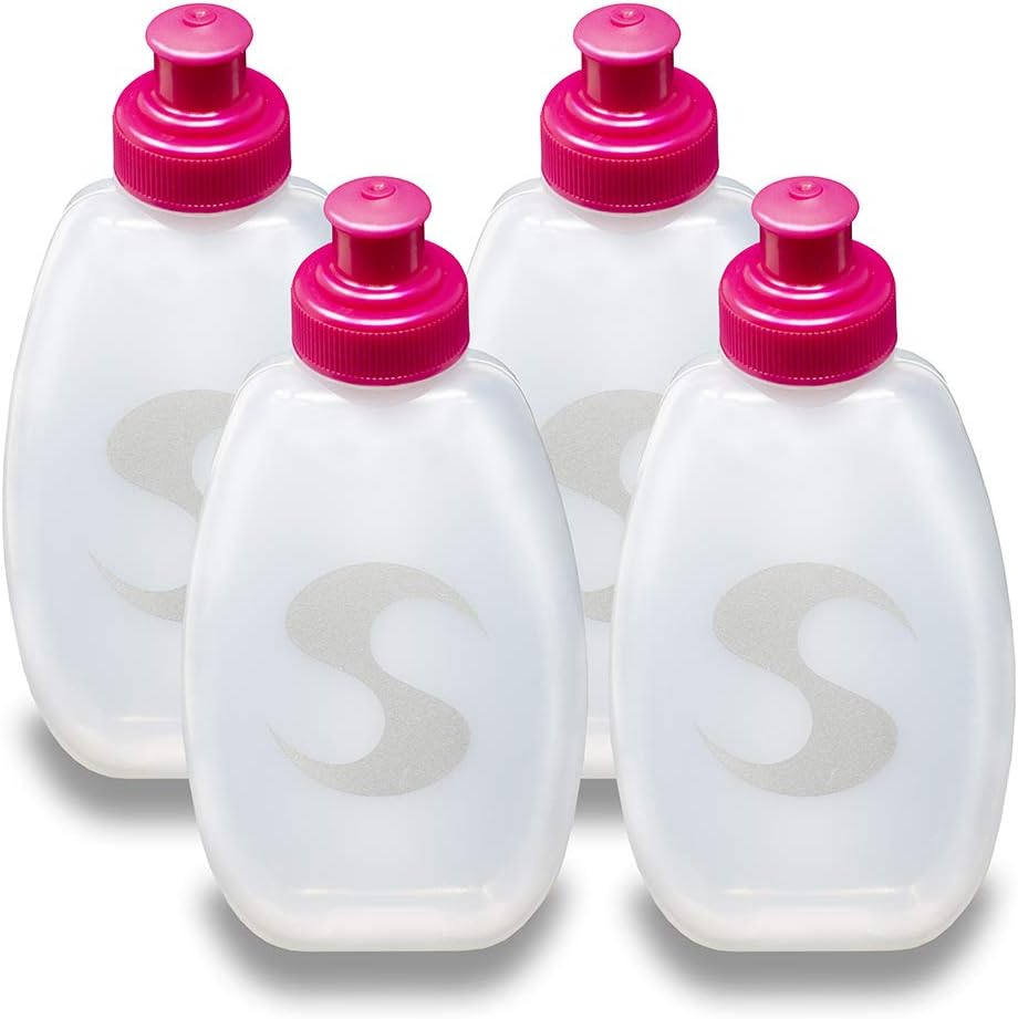 Synergy Reusable Handheld Hydration Running Water Bottles (4-Pack) (6oz 4-Pack, Blue)