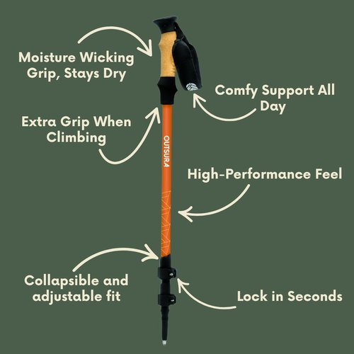Outsura Carbon Fiber Hiking Stick 2 Pack – Professional Grade, Collapsible Trekking & Walking Sticks for Hiking