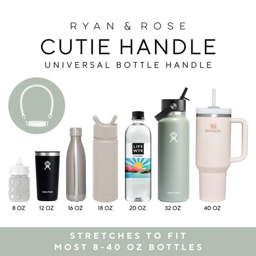 Ryan & Rose Water Bottle Handle 3 Pack - Silicone Water Bottle Sling, Carrier, Holder with Strap Compatible Stanley Cup Accessories (Beaded Pretty in Pink (3 Pack))