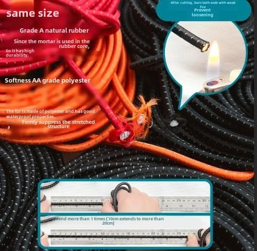 Reflective Shock Cord 3.5MM Diameter Elastic Bungee Cord Outdoor Tent Pack (Red 3.5MM-16FT)