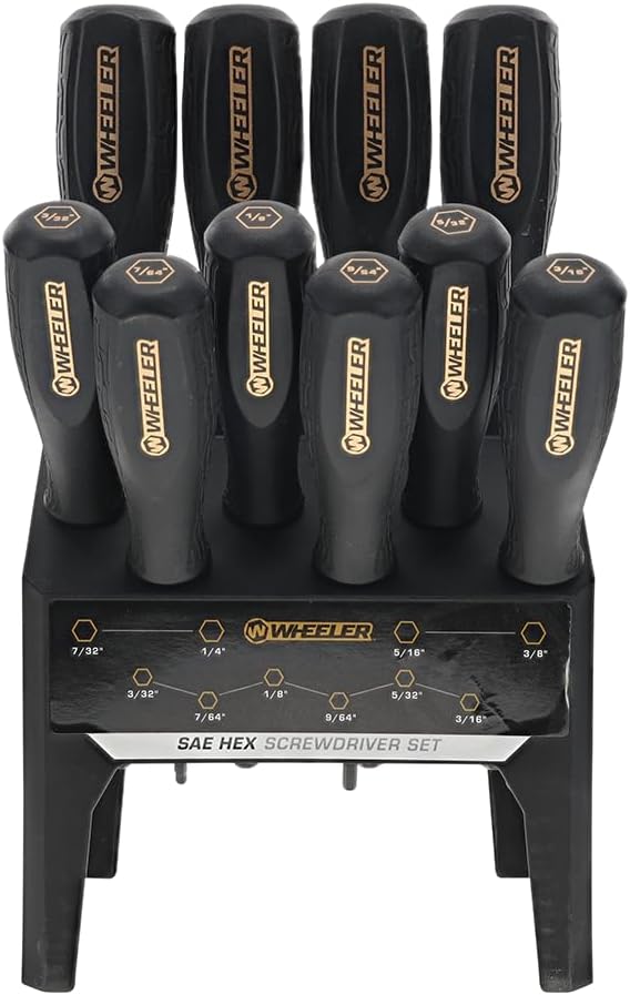 Wheeler 30 Piece SAE/Metric Hex and Torx P-Handle Set for Pistol Rifle Handgun Gunsmithing Rebuild and Maintenance, Black, Yellow, Gray