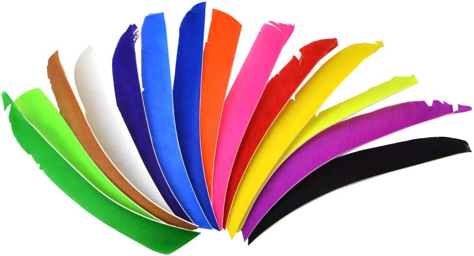 ZSHJGJR 50 Pack Archery Arrow Spiral Twist Wrap Full Length Feathers Left Wing Feathers Fletches Fletching (8-11inch) for Flu-Flu Arrows