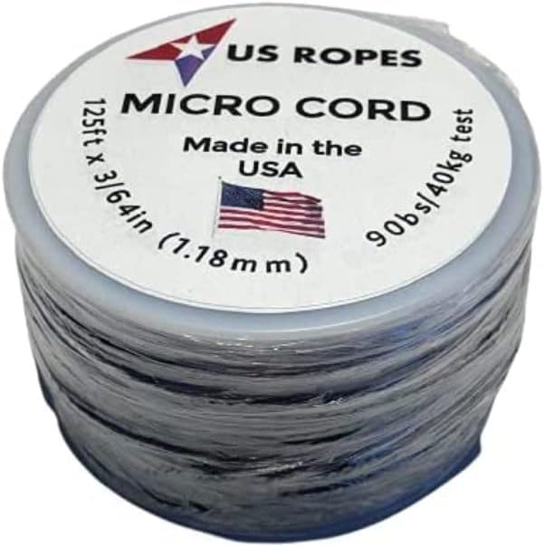 Tactical Nylon Micro Cord 1.18mm X 125ft Lightweight Braided Cord (3/64" Diameter) on Spool Camping Boating Home Fishing Garden Jewelry 90lb Test Breaking Load (Solar Orange)