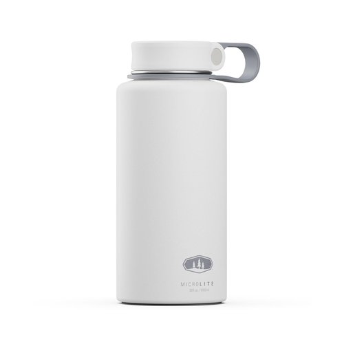 GSI Outdoors Microlite 1000 Twist - Vacuum Insulated Stainless Steel Water Bottle, Double Wall Thermal Flask, White, 32 Ounces