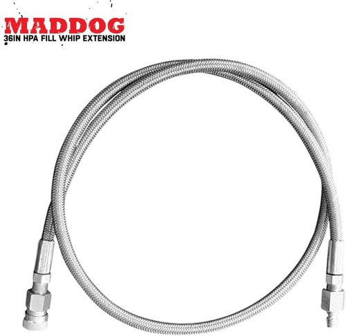 Maddog Paintball Airsoft Fill Whip Hose Extension 4500 Psi PCP - 36 inch Stainless Steel Charging System