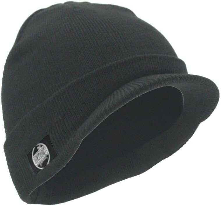 The Vintage Year Plain Sports Visor Billed Knit Radar Cuff Beanie