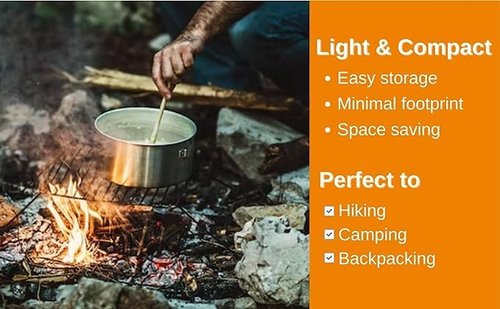 LONER OUTDOORS Camping Cookware Set 8-Piece Stainless Steel Backpacking and Camping Cooking Mess Kit - Lightweight and Durable Cook Set for Hiking, Outdoor Adventures, and Picnics